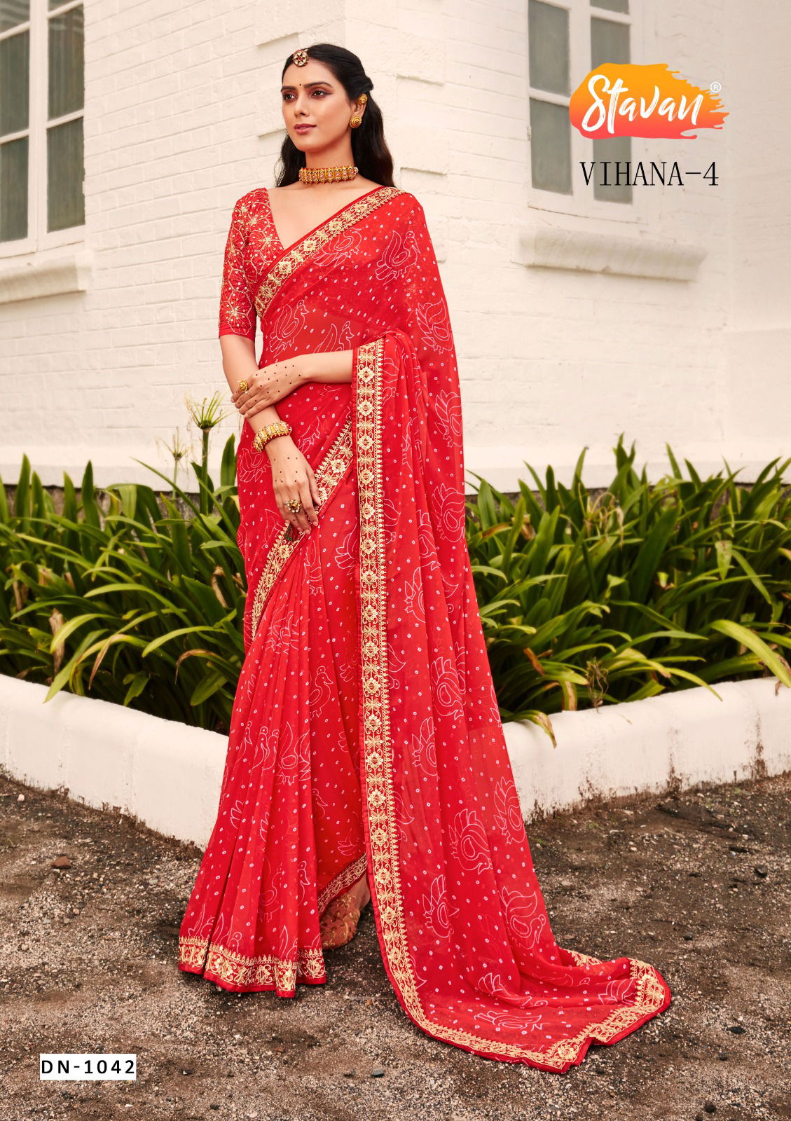 Stavan Vihana Vol 4 Bandhni Printed Sarees Catalog
